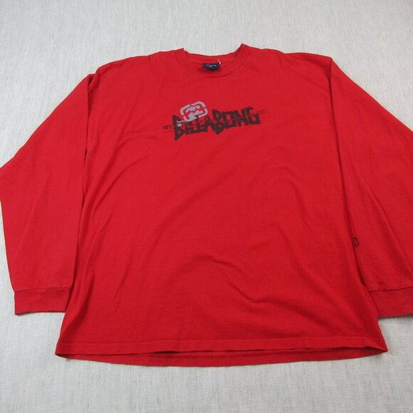 Billabong Shirt Mens 2XL Red Long Sleeve Spellout Logo Crew Neck Pullover Tee - Picture 3 of 11